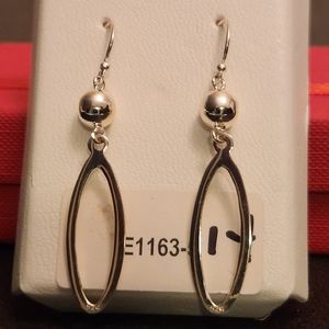 NEW STERLING SILVER 925 "LONG OVAL HANGING HOOK" EARRINGS
